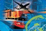 Collage of air, sea and road freight